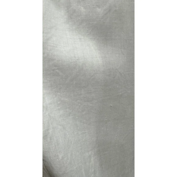 Linen Women's Ivory White Midi Wedding Dress‎ Organza Tie Bow Back Buttons SZ 14